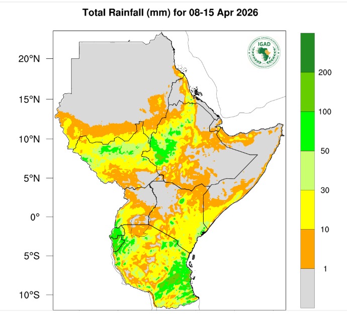 Parts of the IGAD region continue receiving enhanced rainfall